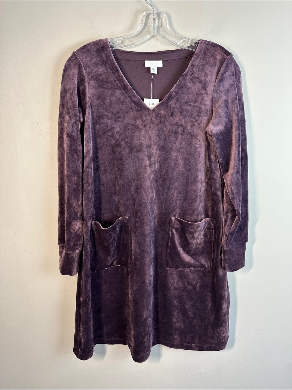 NWT J. Jill Pure Jill Purple Velvet A-line Shift Dress Size XSP